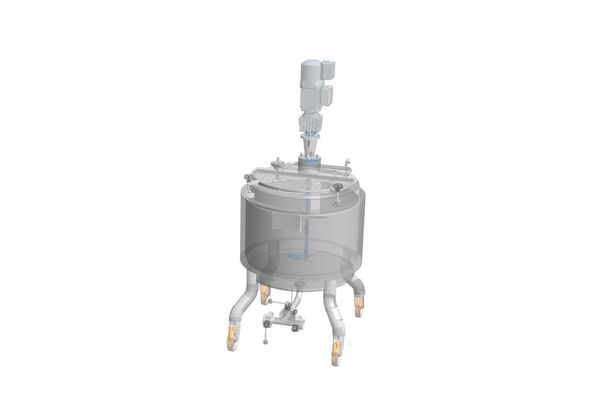 1 x New 200L vertical stainless steel AISI316L mixing tank with heating jacket and insulation.