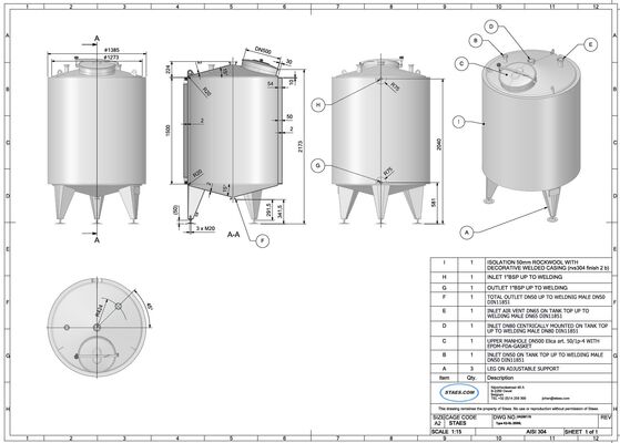 2 x 2,000L stainless steel AISI 304L vertical tanks with insulation and a welded decorative jacket
