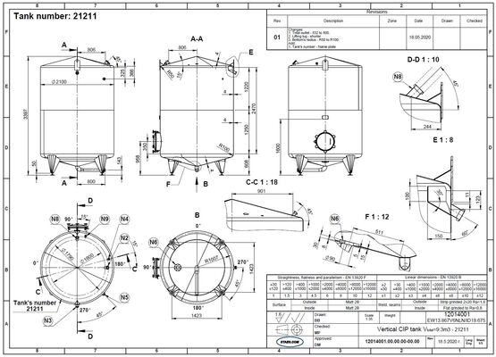 4 x Nieuwe verticale roestvrijstalen AISI316L tanks van 3.000 L - 8.000L en 9.000L