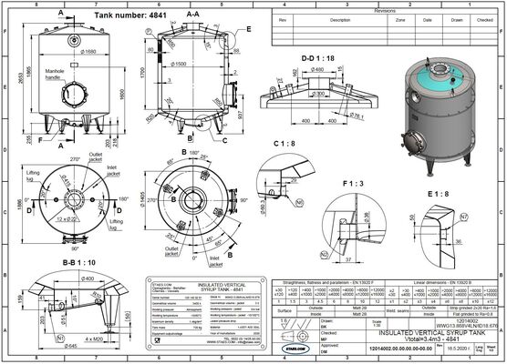 4 x cuves neuves en acier inoxydable AISI316L de 3.000 L - 8.000L et 9.000L