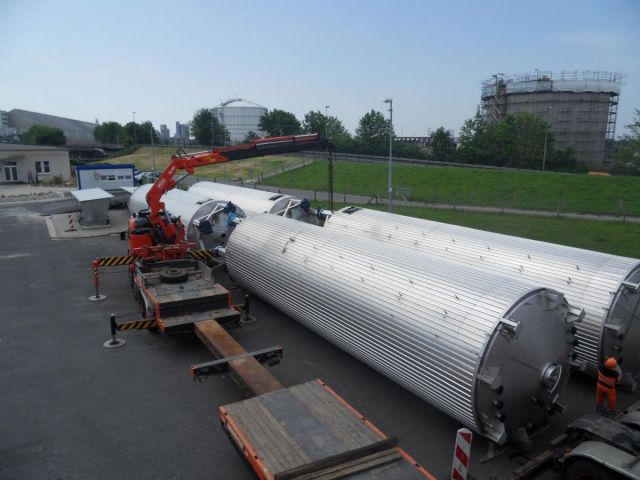 6 x 120 m³ AISI 304; roestvrijstalen opslagtanks; geisoleerd; vertikaal; DIN code