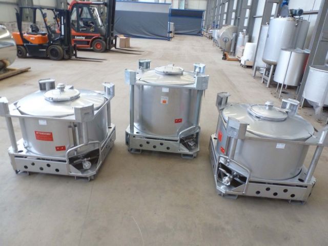 2 x 500L AISI316 & 1 x 750L AISI304  UN gekeurde rvs transportcontainers IBC