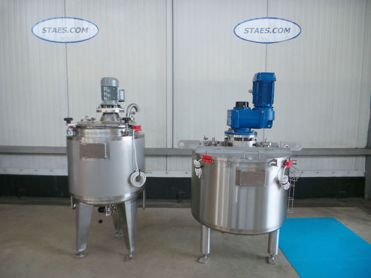 OR160840 - 1 x 100L AISI316; mixing tank; insulated; heat-exchange & 1 x 120L AISI304L mixing tank; gate agitator with scrapers; heat exchanger; insulation