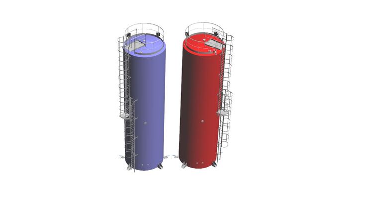 2 x cuves neuves verticales en acier inoxydable AISI 304L de 105 000L.