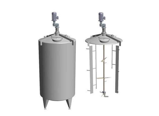 2 x New Stainless Steel AISI 316L vertical mixing tanks of 12m³ and 15m³.