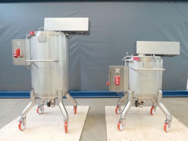 1 x 160L & 1 x 250L AISI 316; enkelwandig roestvrijstale mengtanks