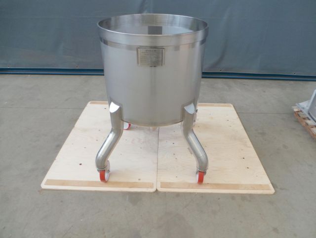 1 x 150L AISI304; enkelwandig intern transport tankje op wielen