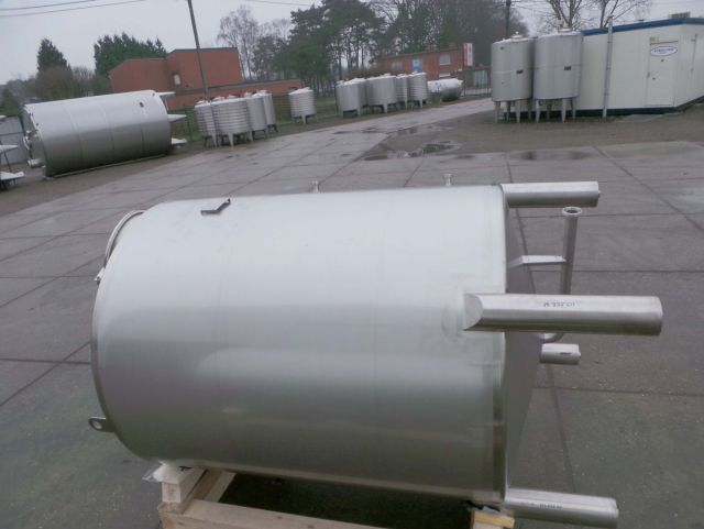 2 x 1m³ AISI304; roestvrijstalen opslagtanks; verticaal; enkelwandig