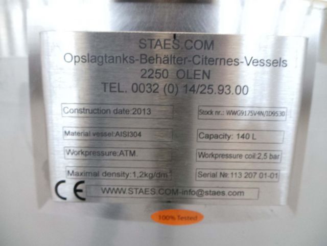 2 x 130L - 1.25 US bbl -  34 US gal -  AISI304; stainless steel chocolate mixing tanks; heat-exchanger; insulated