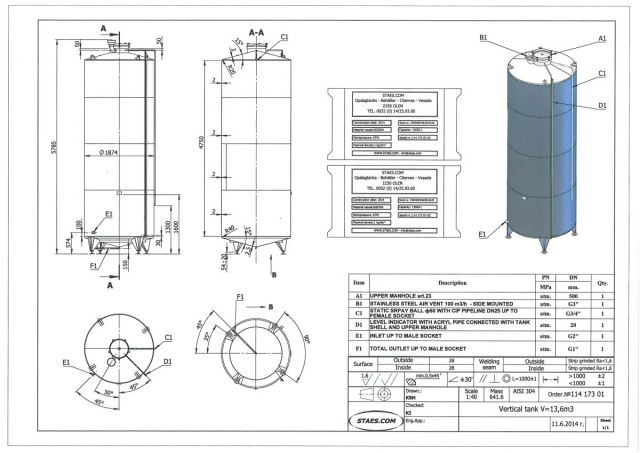 2 x 5.2m³ & 2 x 13.6m³ AISI304 stainless-steel storage tanks for the industrie of animal medication