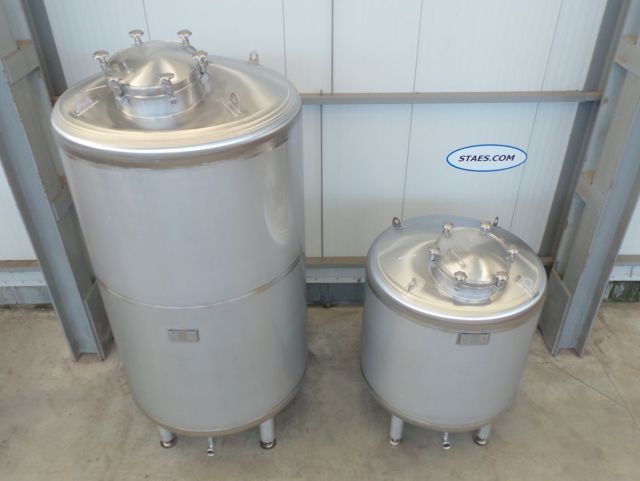 1 x 5.3m³ & 1 x 2.1m³ AISI304 Roestvijstalen druktanks; PED - CE; 10% RX; EN 13445