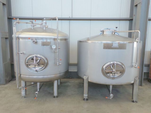 1 x 3.6m³ AISI304 stainless-steel storage tank & 1 x 3m³ AISI304 BBT pressure tank; PED CE TüV; 10% Rx