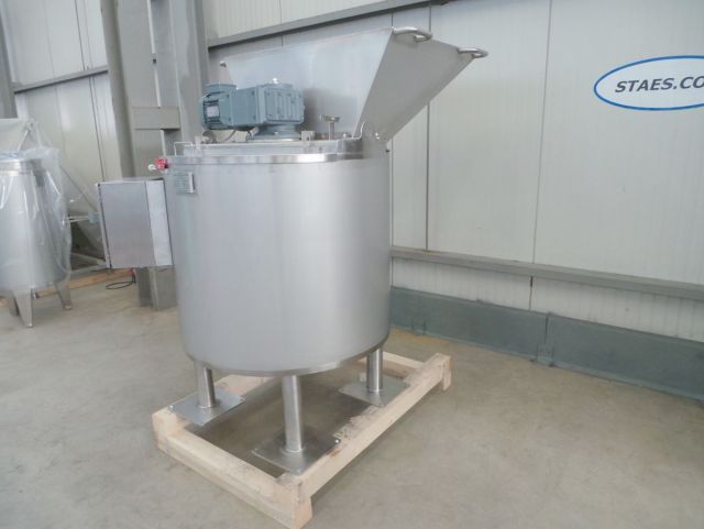 1 x 520L AISI304 chocolade mengtank; warmtewisselaar; isolatie; hopper