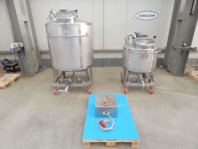 1 x 300L & 1 x 1.000L AISI316 roestvrijstalen mengtank; warmtewisselaar