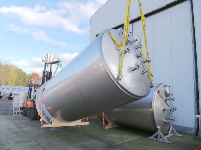 1 x 10,3m³ & 1 x 15m³ AISI316L; stainless-steel double walled storage tank; vertical; conical on skirt.