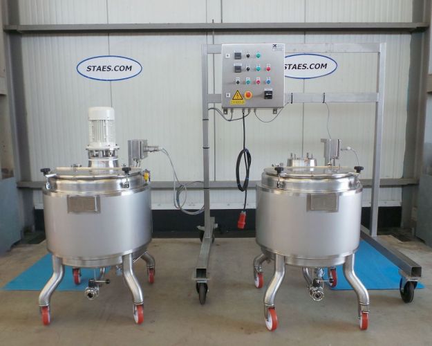 2 x 200L AISI316; mixing tank with control box; insulated; heat-exchange