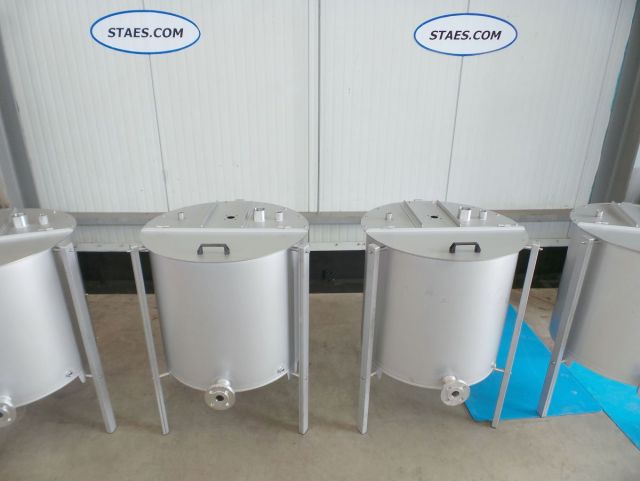 4 x 300L AISI304; stainless-steel mixing tanks customised for the customer's agtitators; single skin, vertical