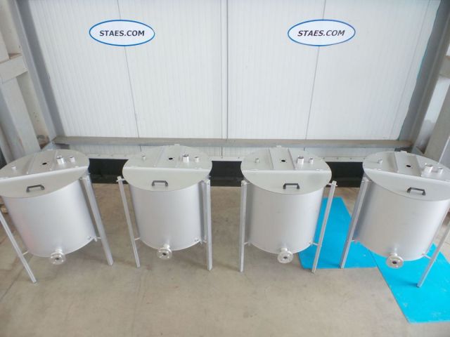 4 x 300L AISI304; stainless-steel mixing tanks customised for the customer's agtitators; single skin, vertical