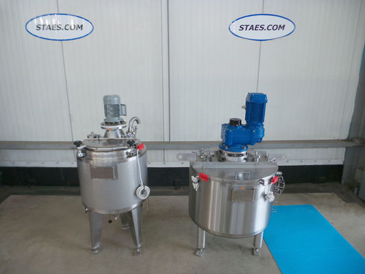 OR160840 - 1 x 100L AISI316; mixing tank; insulated; heat-exchange & 1 x 120L AISI304L mixing tank; gate agitator with scrapers; heat exchanger; insulation