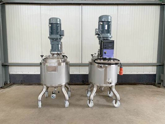 2 x Brand new 100L stainless-steel AISI316L vertical mixing tanks.