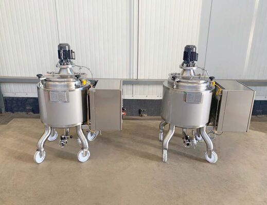 2 x Brand new 100L stainless-steel AISI316L vertical mixing tanks.