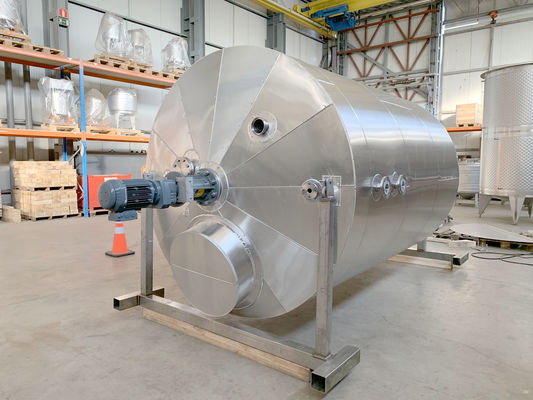 Stainless Steel AISI316 mixing tank 8100L with a double heating coil inside the tank. The tank is insulated with rockwool and cladded with aluminium.