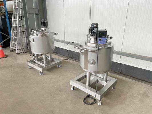 2 x Brand new 100L stainless-steel AISI316L vertical mixing tanks.