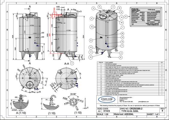 2 x New 5.200L stainless-steel AISI304L vertical mixing tanks. 1 x New 3.200L stainless-steel AISI304L vertical mixing tank. 1 x New 2.000L stainless-steel AISI304L vertical mixing tank.