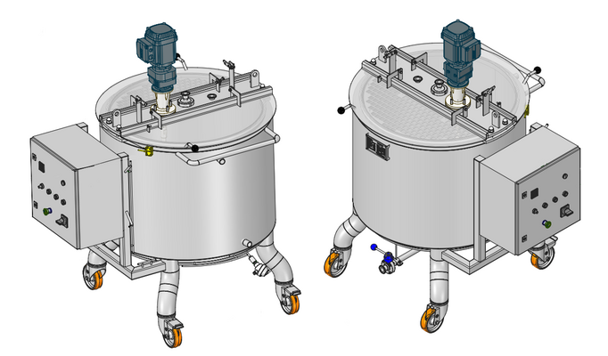 1 x Nouvelle cuve de mélange verticale 500L en acier inoxydable AISI316L.