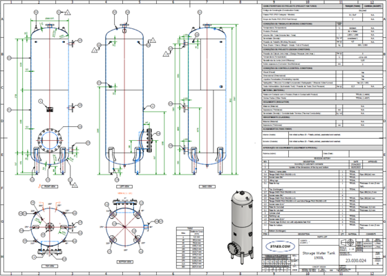 1 x cuve nouvelle de pression verticale 1.900L en acier inoxydable AISI316L.