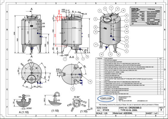 2 x New 5.200L stainless-steel AISI304L vertical mixing tanks. 1 x New 3.200L stainless-steel AISI304L vertical mixing tank. 1 x New 2.000L stainless-steel AISI304L vertical mixing tank.