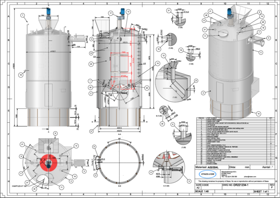 1 x verticaler gebrauchter Edelstahl Mischbehälter mit 40.000 l aus Edelstahl AISI 304L