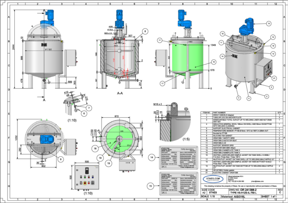 2 x Nieuwe roestvrijstalen verticale mengtanks van 750L in AISI316L