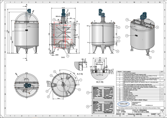 2 x New 3.300L stainless-steel AISI316L vertical mixing tanks.