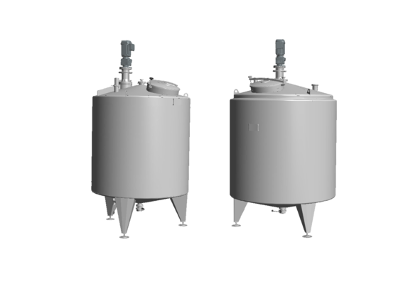 2 x Nieuwe Roestvrijstalen AISI 316L verticale mengtanks van 3.300L.