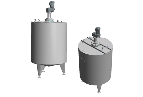 1 x Nieuwe Roestvrijstalen AISI 316L verticale mengtanks van 2.000L.