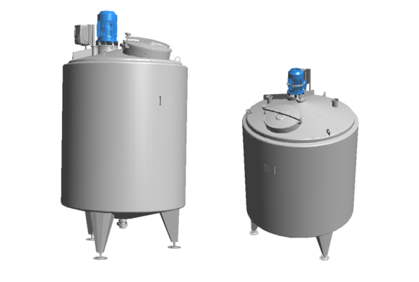 2 x Nieuwe Roestvrijstalen AISI 316L verticale opslagtanks van 2.000L en 3.300L.