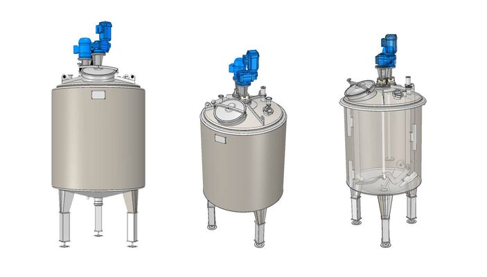 2 x Nieuwe 1.330L roestvrijstalen AISI 316L verticale opslagtanks