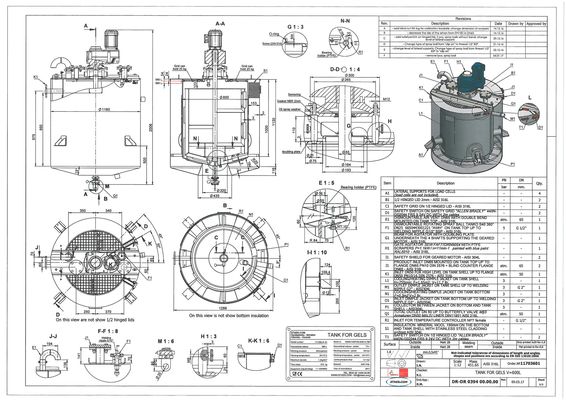 OR160840: 1 x 600L AISI316L stainless-steel mixing tank; gate agitator with scrapers; heat exchanger; insulation