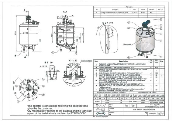OR170142: 2 x 2450L AISI304L RVS stainless-steel pressure vessels with a working pressure of 3 bar, the tanks are single walled for vertical positioning