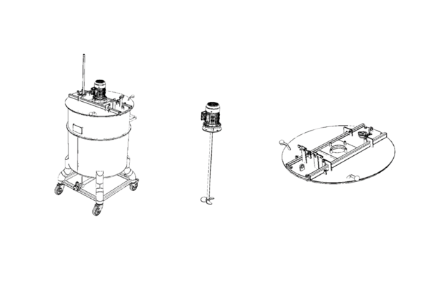 1 x Nieuwe roestvrijstalen verticale mengtank van 650L  in AISI316L