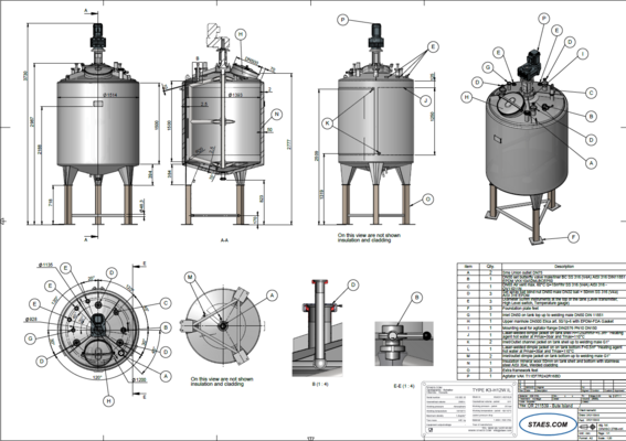 1 x New 2500L stainless-steel AISI316L vertical mixing tank.