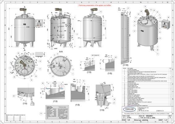 1 x Nieuwe 2.000 L verticale RVS mengtank in AISI 316L