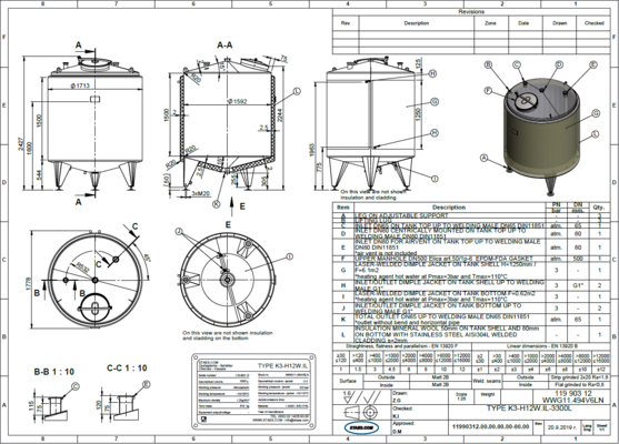 2 x New Stainless Steel AISI 316L Vertical Mixing Tanks of 3,300L.