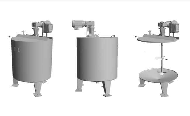 1 x Nieuwe roestvrijstalen verticale mengtank van 1.000L in AISI316L