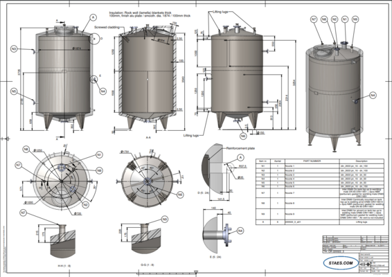 2 x New 8,100L Stainless Steel Insulated Vertical Tanks in AISI316L The tanks are equipped with a dimple jacket for heating.