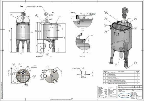 2 x Neuer vertikaler 300L Edelstahl-Mischbehälter aus AISI316L