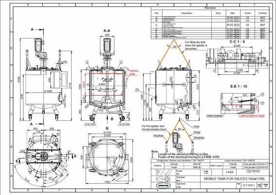 4 x Nieuwe roestvrijstalen verticale mengtanks van 600L  in AISI316L