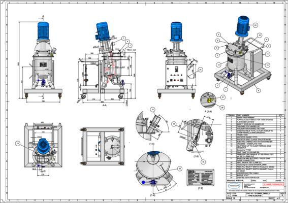 2 x Nieuwe roestvrijstalen verticale mengtanks van 50L in AISI316L