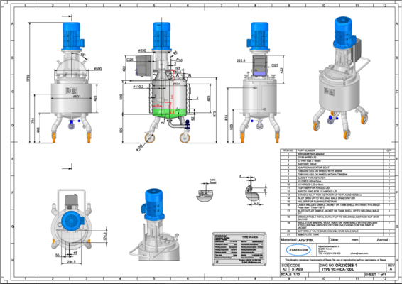 2 x Brand new 100L stainless-steel AISI316L vertical mixing tanks.